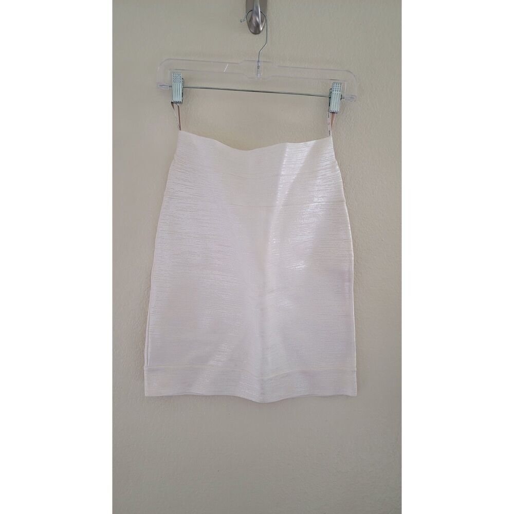 Herve Leger Idrissa Textured White Mini Skirt Size M
